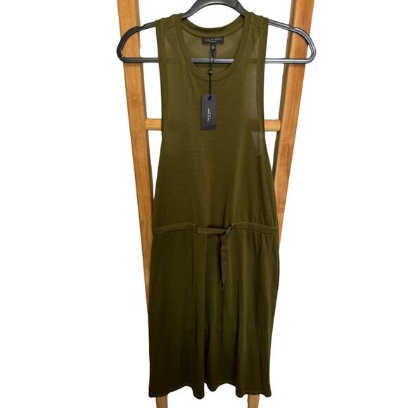 Rag and Bone NWT Rower Belted Dress Midi Sleeveless Dark Olive Green Size Small - Picture 5 of 12